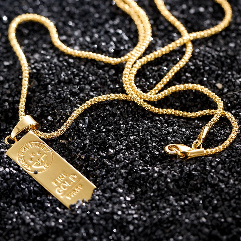 14K Gold Bar Pendant