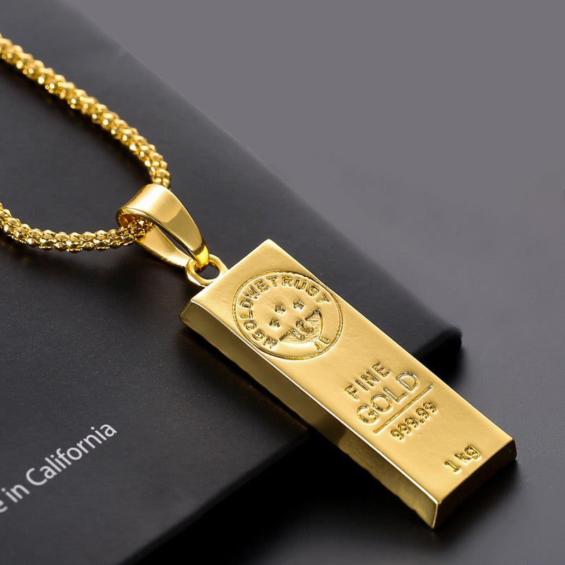 14K Gold Bar Pendant