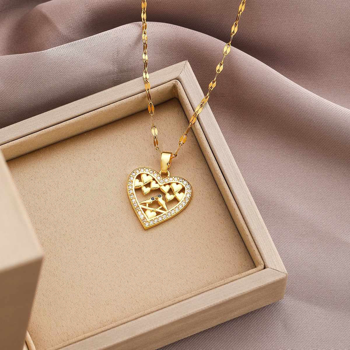 14K Gold Heartbeat Diamond Pendant