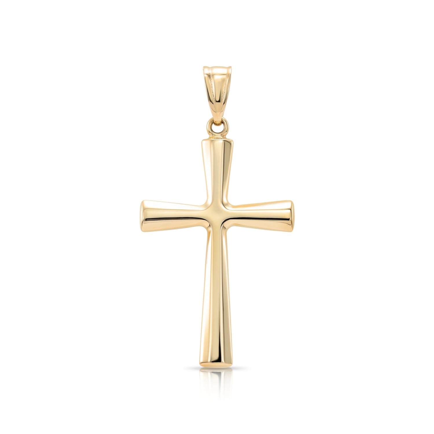 14K Gold Classic Cross Pendant. With 18 Cable Chain Necklace